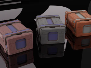 scifi container with three textures 3D Model