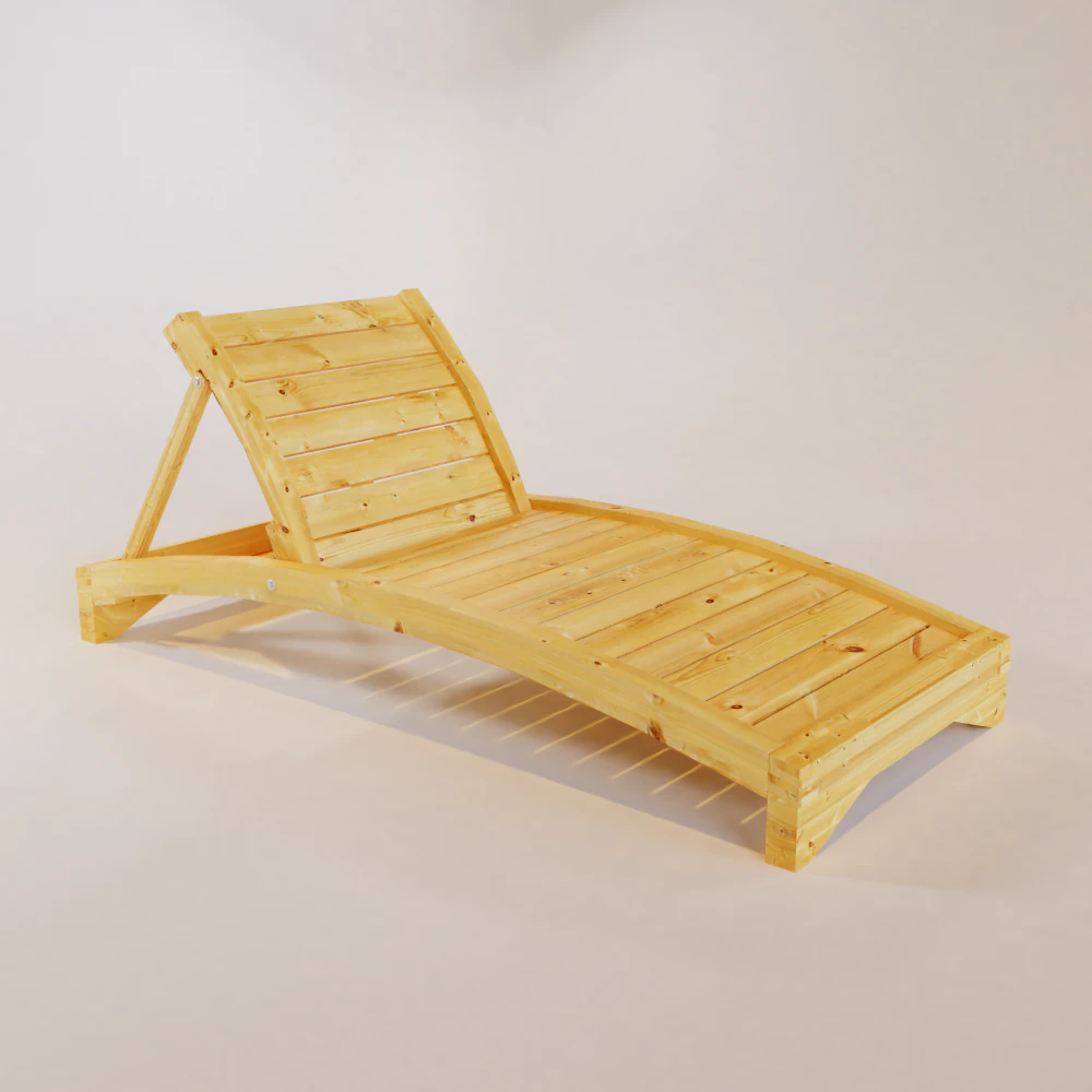 garden chaise longue made of wood 3D Model .c4d .max .obj .3ds .fbx .stl .blend 