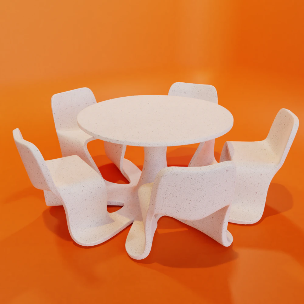 mesa ao ar livre com cadeiras Modelo 3D .c4d .max .obj .3ds .fbx .stl .blend 