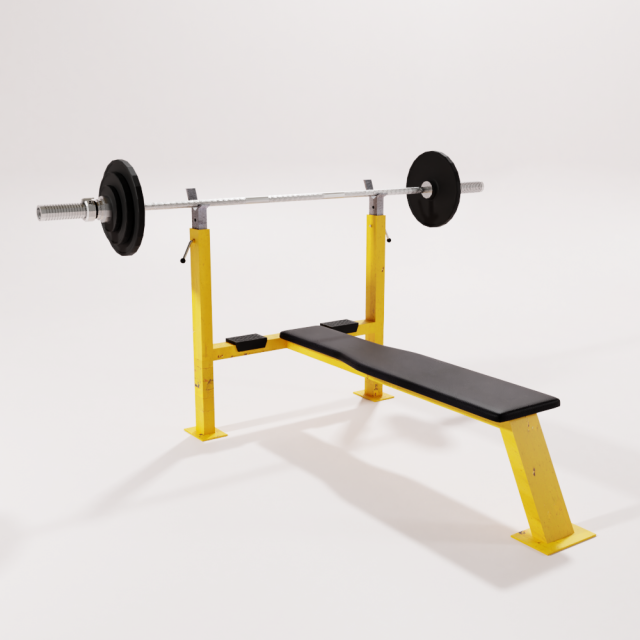 bench with a barbell 3D Model .c4d .max .obj .3ds .fbx .stl .blend 