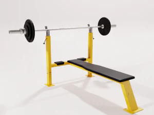 带杠铃的长凳 3D 模型