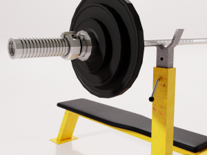 bench with a barbell 3D Model