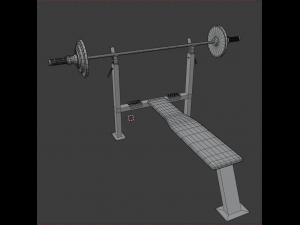 bench with a barbell 3D Model