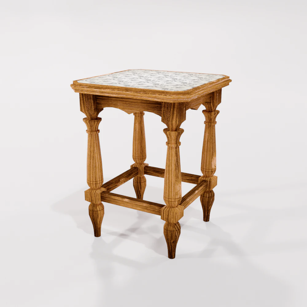 wooden stool 3D Model .c4d .max .obj .3ds .fbx .stl .blend 