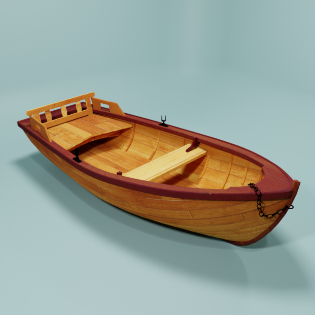 wooden rowing boat Modèle 3D .c4d .max .obj .3ds .fbx .stl .blend 