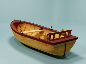 wooden rowing boat 3D Model