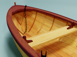 wooden rowing boat Modèle 3D