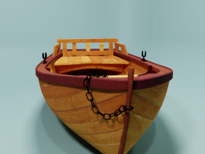 wooden rowing boat 3D Model