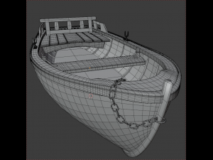 wooden rowing boat Modèle 3D