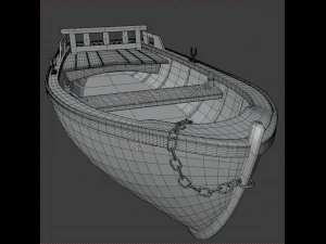 wooden rowing boat 3D Model