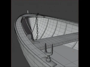 wooden rowing boat 3D Model