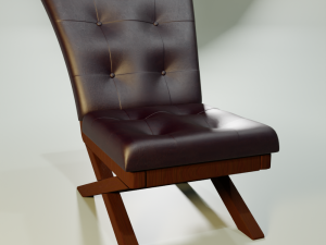 leather armchair with wooden legs 3D Model