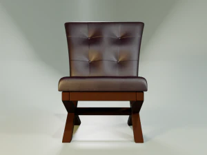 leather armchair with wooden legs 3D Model