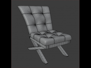 leather armchair with wooden legs 3D 모델