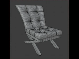 leather armchair with wooden legs 3D Model