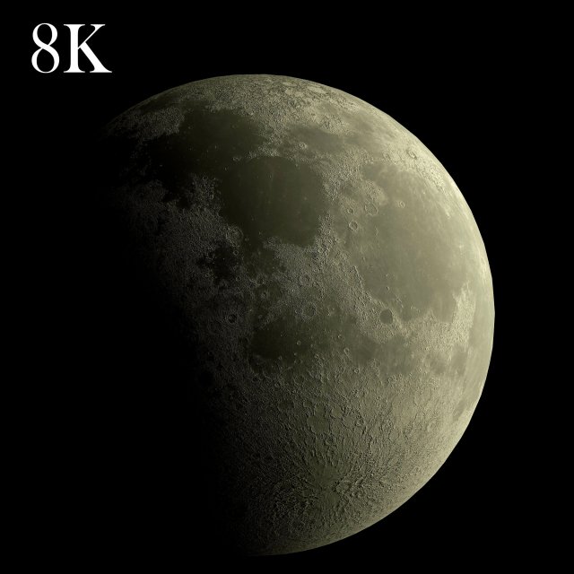 8k moon 3 materials low poly Modello 3D .c4d .max .obj .3ds .fbx .stl .blend 