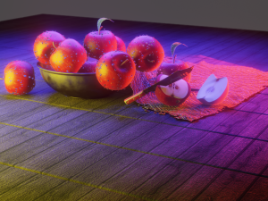 apple bowl knife fabric 3D 模型