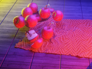 apple bowl knife fabric Model 3D
