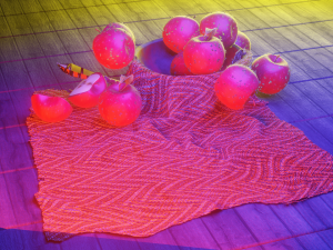 apple bowl knife fabric Model 3D