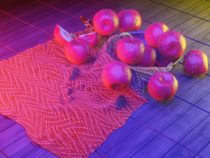 apple bowl knife fabric Model 3D