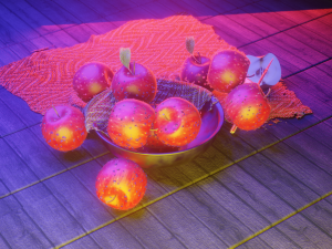 apple bowl knife fabric Model 3D