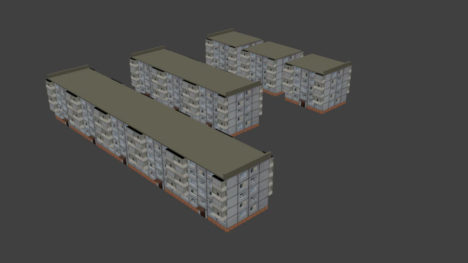 khrushchevka 5 floors old for gta sa 3D Model .c4d .max .obj .3ds .fbx .stl .blend 