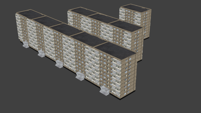 brezhnevka 1-464 series 3D 模型 .c4d .max .obj .3ds .fbx .stl .blend 