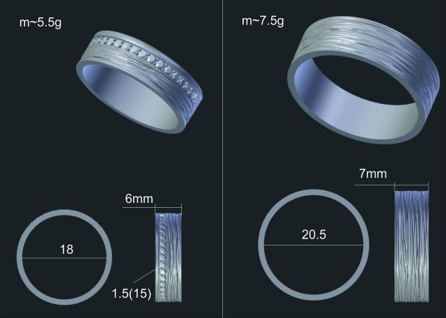 wedding rings one with gems 3Dモデル .c4d .max .obj .3ds .fbx .stl .blend 