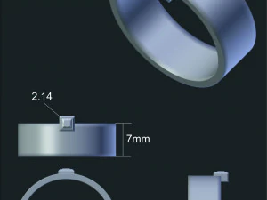 anel simples com gema Modelo 3D