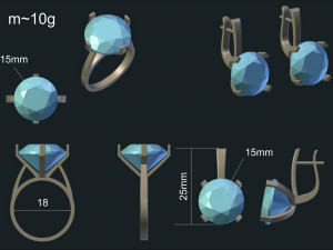 ring with earrings 3D Модель