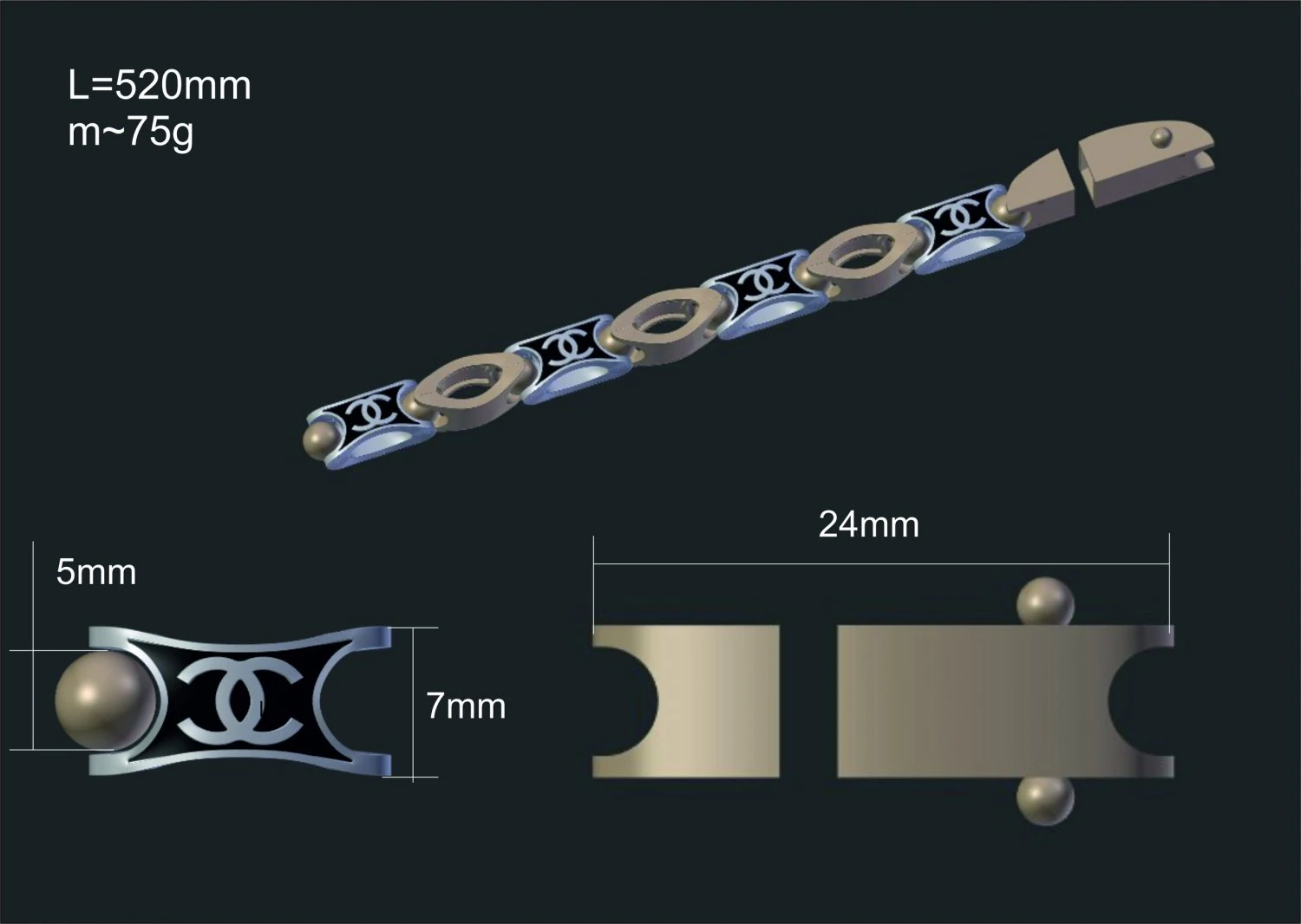 chanel chain 3D Model .c4d .max .obj .3ds .fbx .stl .blend 
