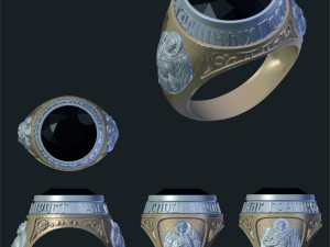men ring with big gem Modello 3D