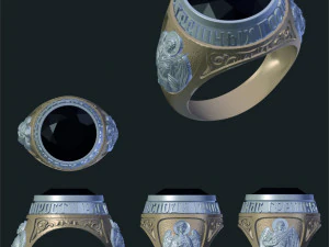 cincin pria dengan permata besar Model 3D