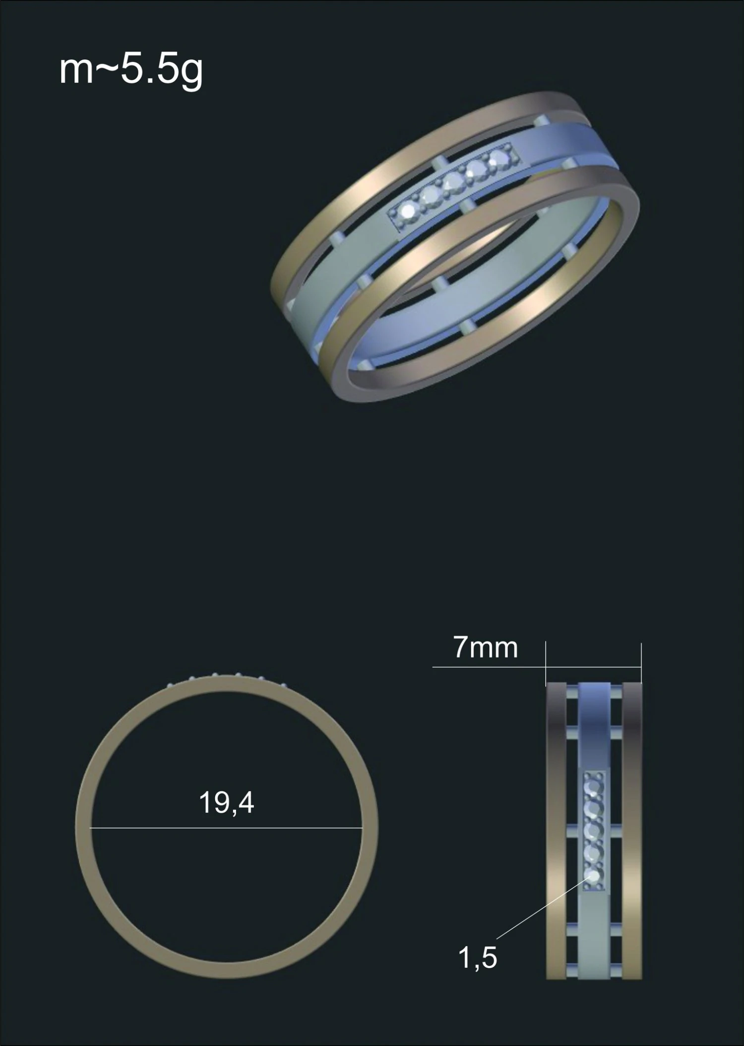 women ring with gems 3D Model .c4d .max .obj .3ds .fbx .stl .blend