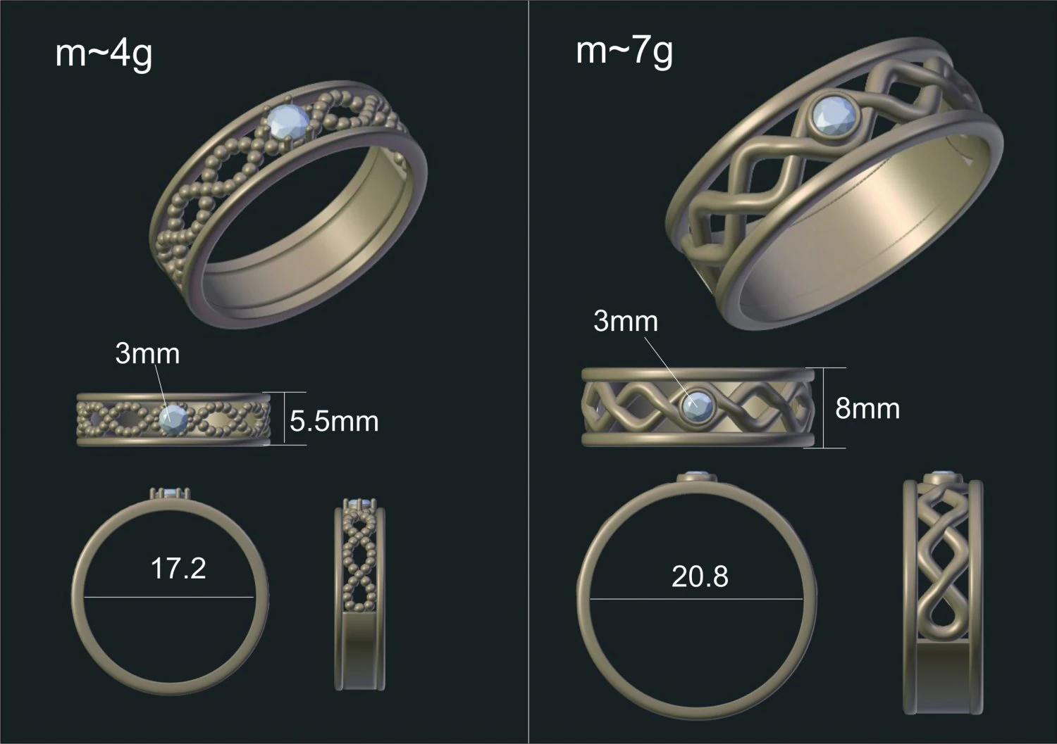 wedding rings 3D Model .c4d .max .obj .3ds .fbx .stl .blend 