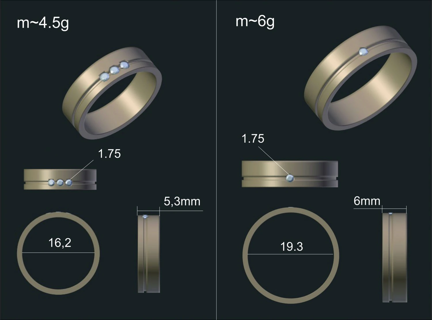 simple wedding rings 3D Model .c4d .max .obj .3ds .fbx .stl .blend