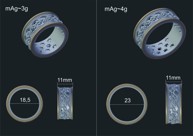 crown wedding rings Model 3D .c4d .max .obj .3ds .fbx .stl .blend 