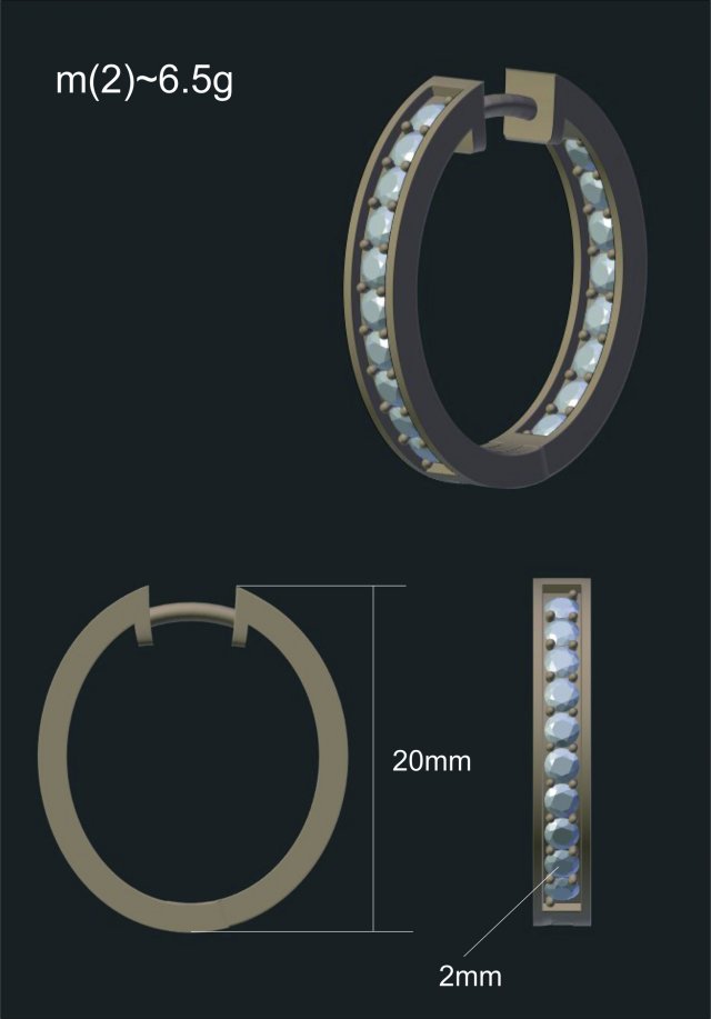 earrings with gems 3Dモデル .c4d .max .obj .3ds .fbx .stl .blend 