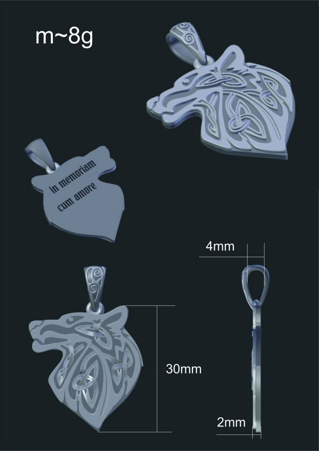 wolf pendant Modello 3D .c4d .max .obj .3ds .fbx .stl .blend 