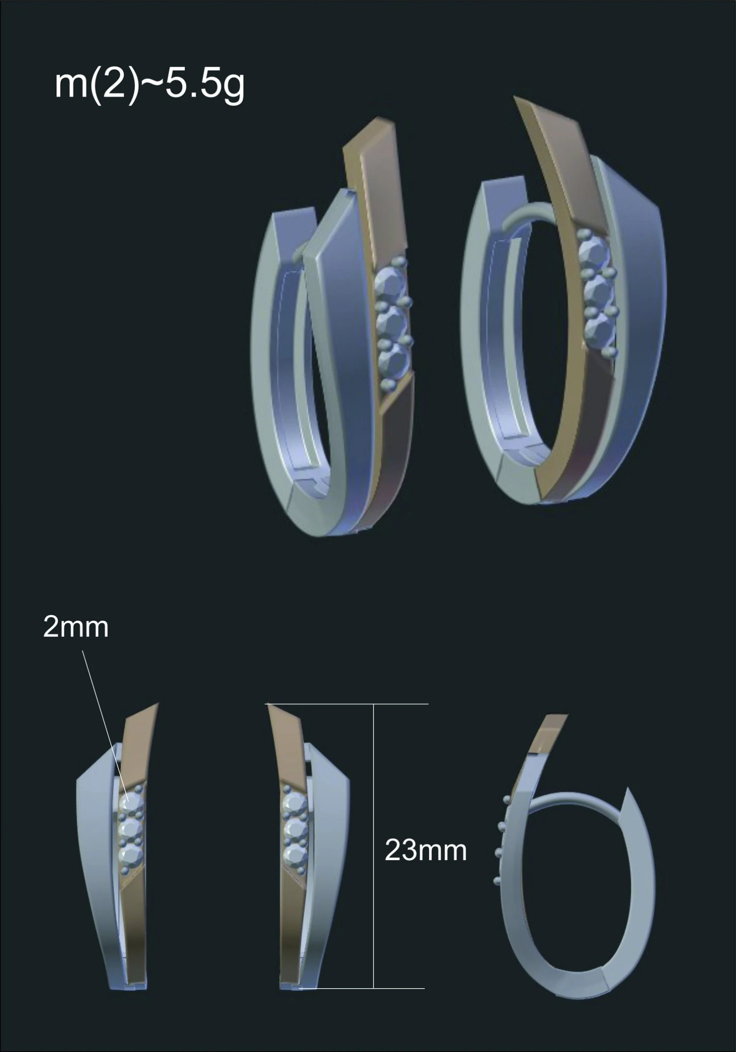 earrings red and white 3D Model .c4d .max .obj .3ds .fbx .stl .blend 