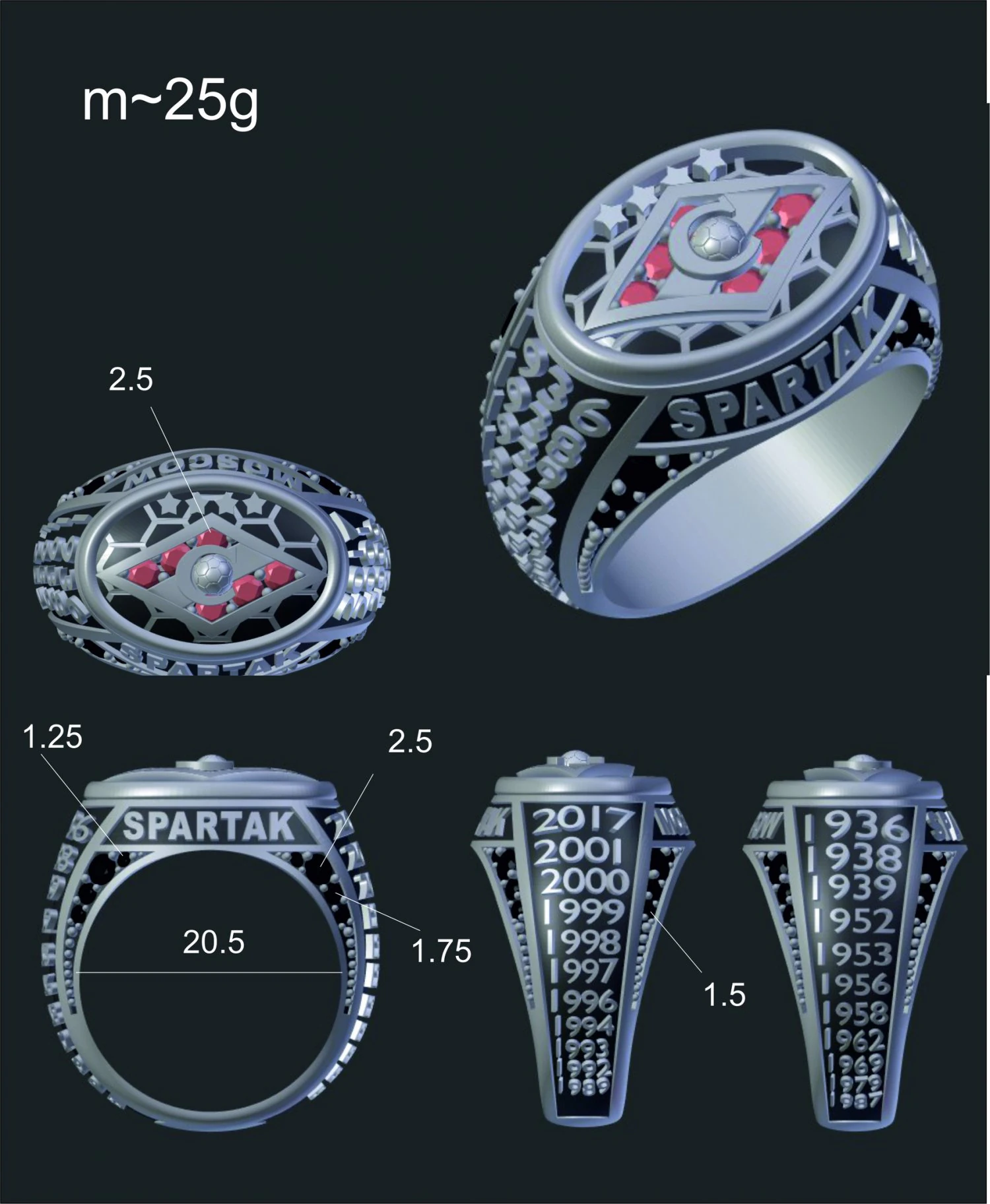 ring spartak moscow 3D Model .c4d .max .obj .3ds .fbx .stl .blend 