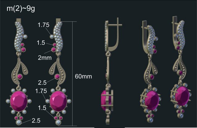 big earrings 3D Модель .c4d .max .obj .3ds .fbx .stl .blend 