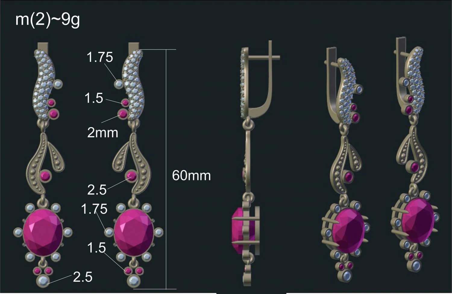 big earrings 3D Model .c4d .max .obj .3ds .fbx .stl .blend 