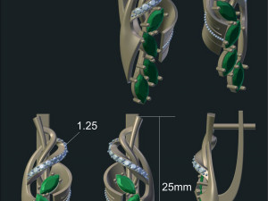 earrings with gems 3D Model