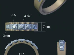 anel com diamantes Modelo 3D