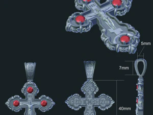 krzyż z jezusem i klejnotami Model 3D