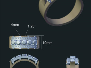 men ring with diamonds 3D Model