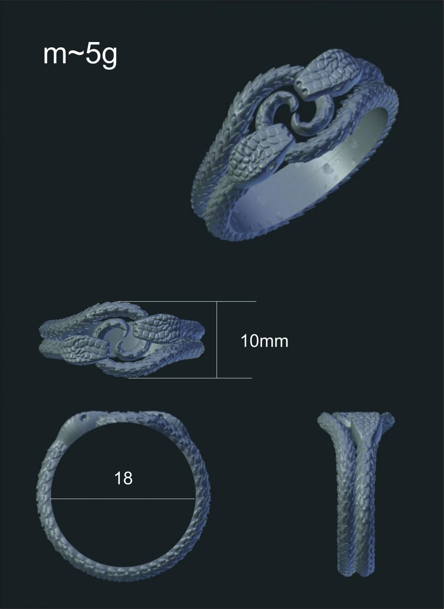 snake ring 3D Model .c4d .max .obj .3ds .fbx .stl .blend 