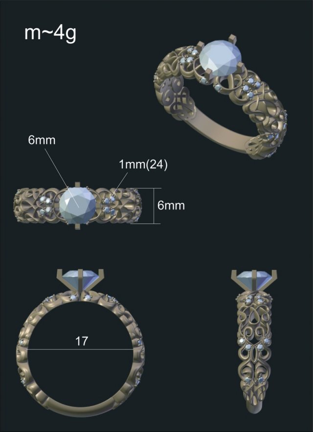 ring with gems 3D 模型 .c4d .max .obj .3ds .fbx .stl .blend