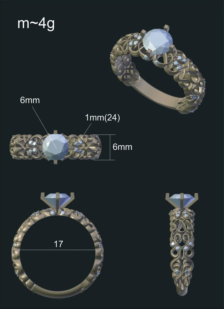 ring with gems 3D Model .c4d .max .obj .3ds .fbx .stl .blend 